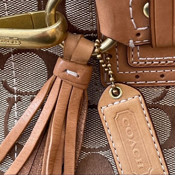 Vintage Coach Hampton Signature Jacquard Brown & Tan Satchel C0773-10507 - Picture 2 of 14